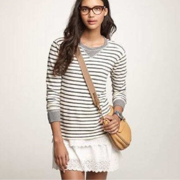 JCREW STRIPED PULLOVER, NAVY/CREAM  Size XS - Picture 1 of 8